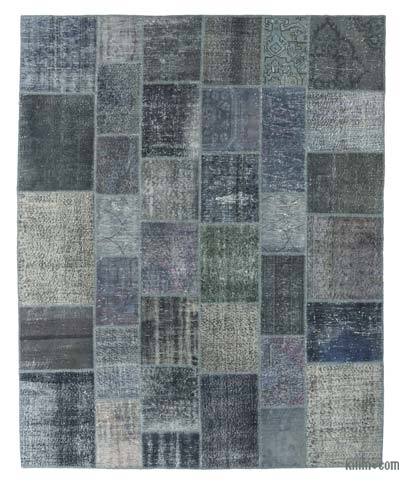 Grey Patchwork Hand-Knotted Turkish Rug - 8'  x 9' 10" (96 in. x 118 in.)