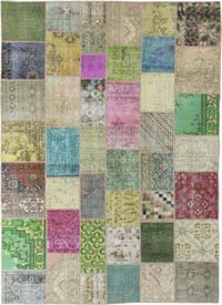 Multicolor Patchwork Hand-Knotted Turkish Rug - 8' 5" x 11' 6" (101" x 138")