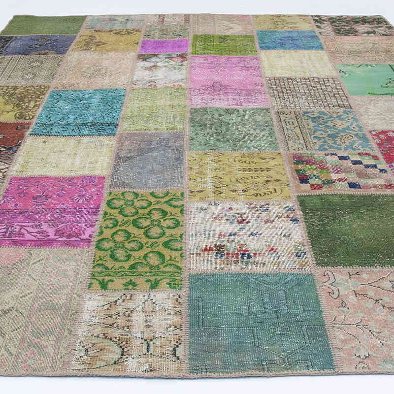 Multicolor Patchwork Hand-Knotted Turkish Rug - 8' 5" x 11' 6" (101" x 138") - K0018722