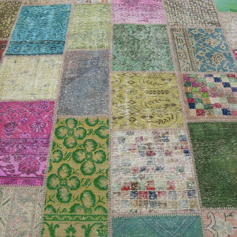 Multicolor Patchwork Hand-Knotted Turkish Rug - 8' 5" x 11' 6" (101" x 138") - K0018722