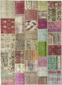 Multicolor Patchwork Hand-Knotted Turkish Rug - 8' 4" x 11' 3" (100" x 135")