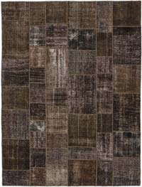 Brown Over-dyed Turkish Patchwork Rug - 8' 6" x 11' 4" (102" x 136")