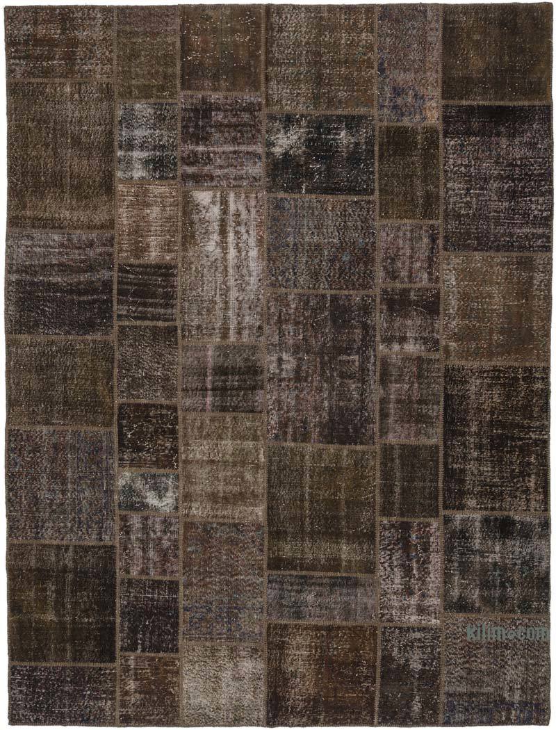 Marrón Alfombra De Retazos Turca Sobre-teñida - 260 cm x 345 cm - K0018729