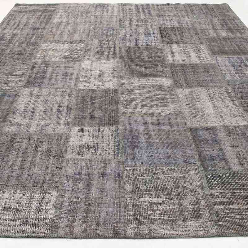 Grey Patchwork Hand-Knotted Turkish Rug - 8' 2" x 11' 6" (98 in. x 138 in.) - K0018730