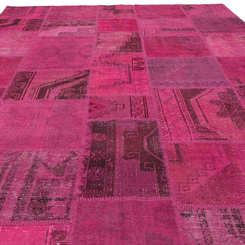 Fucsia Alfombra De Retazos Turca Sobre-teñida - 250 cm x 349 cm - K0018732