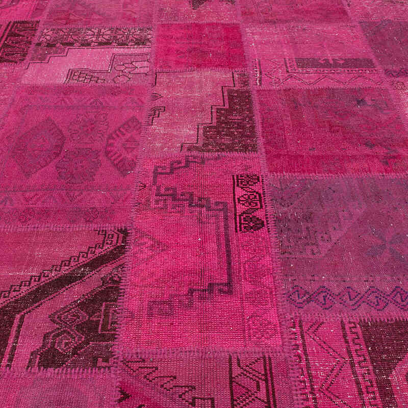 Fucsia Alfombra De Retazos Turca Sobre-teñida - 250 cm x 349 cm - K0018732