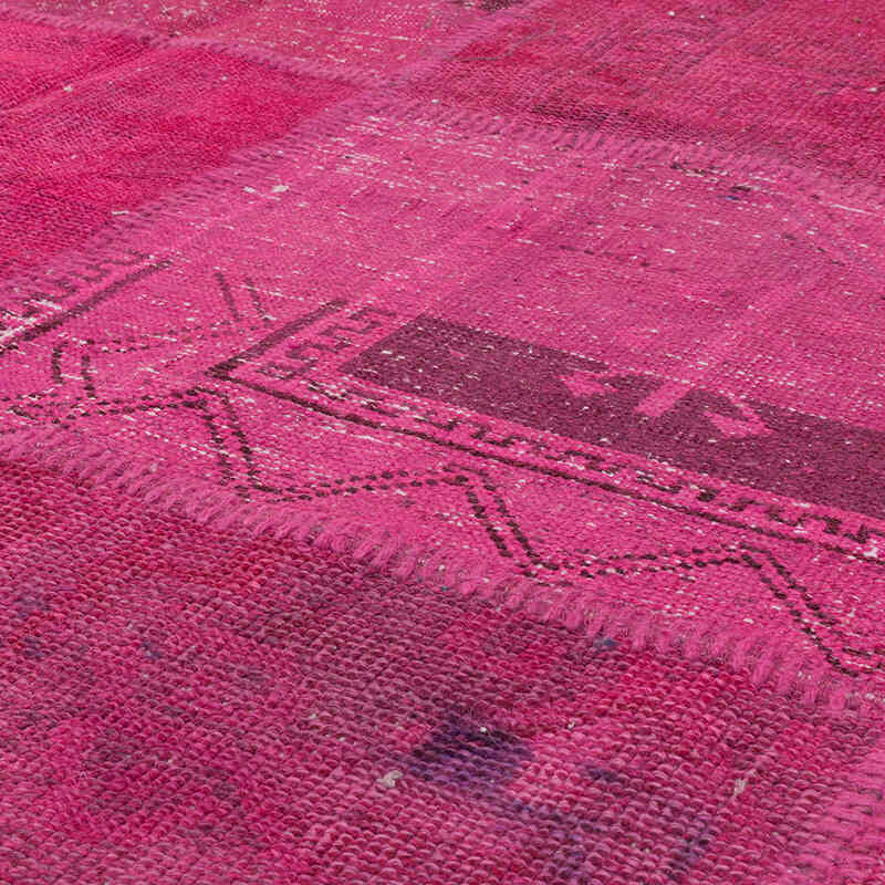 Fucsia Alfombra De Retazos Turca Sobre-teñida - 250 cm x 349 cm - K0018732