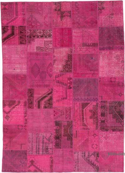 Fuşya Boyalı Patchwork Halı - 250 cm x 349 cm