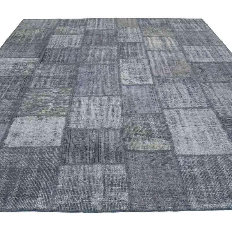 Grey Patchwork Hand-Knotted Turkish Rug - 8' 4" x 11' 7" (100 in. x 139 in.) - K0018734