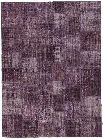 Purple Patchwork Hand-Knotted Turkish Rug - 8' 5" x 11' 6" (101 in. x 138 in.)