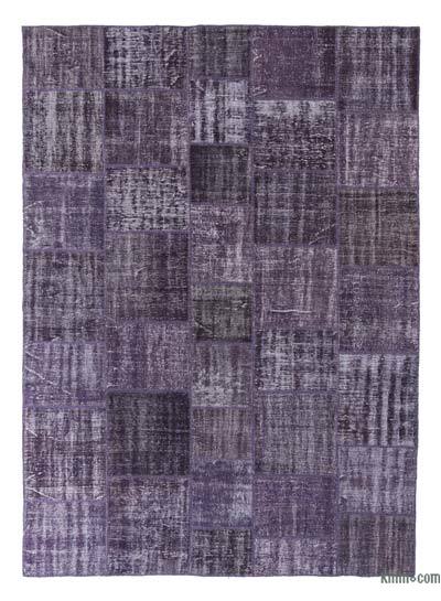 Purple Patchwork Hand-Knotted Turkish Rug - 8' 2" x 11' 5" (98 in. x 137 in.)