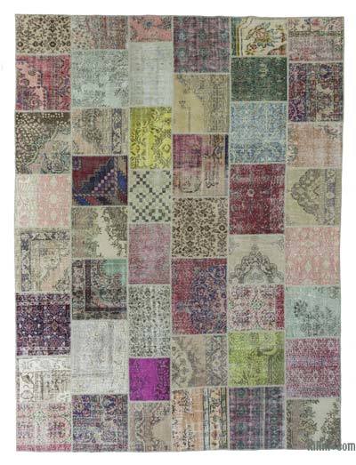 Multicolor Patchwork Hand-Knotted Turkish Rug - 10'  x 13' 2" (120 in. x 158 in.)