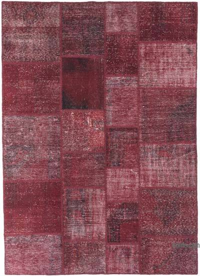 Kırmızı Boyalı Patchwork Halı - 177 cm x 246 cm
