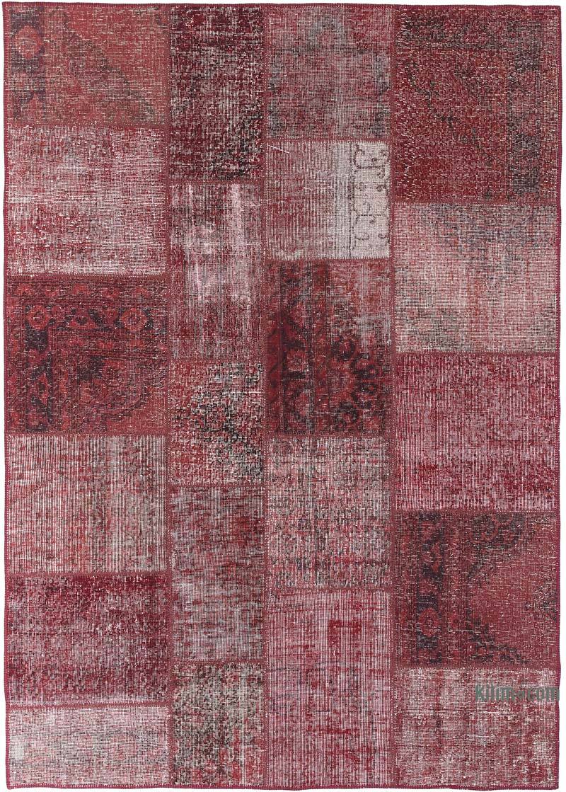 Rojo Alfombra De Retazos Turca Sobre-teñida - 171 cm x 240 cm - K0018775