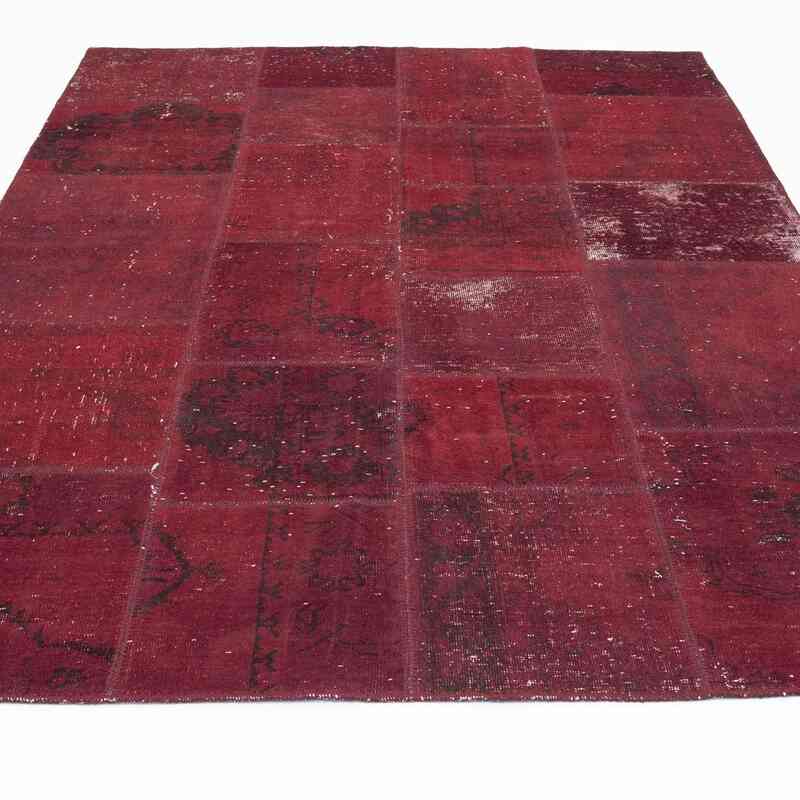 Kırmızı Boyalı Patchwork Halı - 182 cm x 244 cm - K0018779