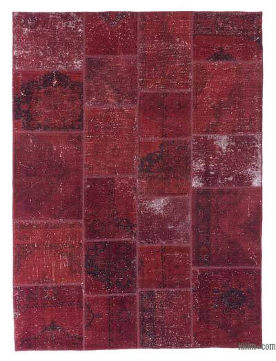 Red Patchwork Hand-Knotted Turkish Rug - 6'  x 8'  (72 in. x 96 in.)