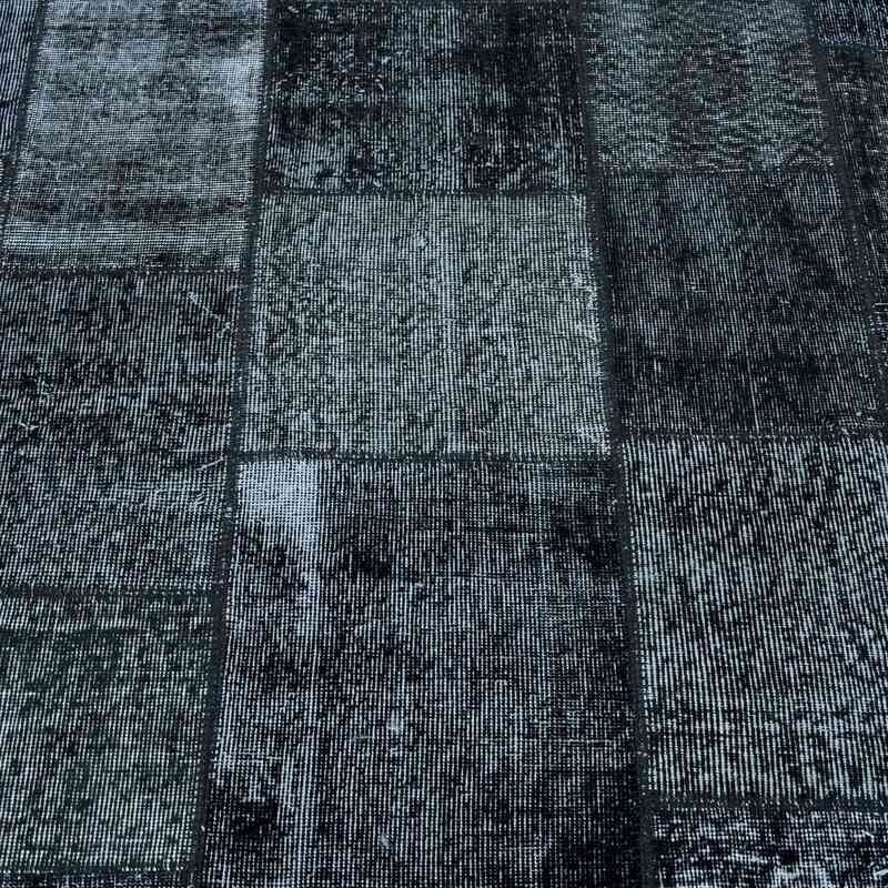 Black Patchwork Hand-Knotted Turkish Rug - 5' 9" x 7' 11" (69" x 95") - K0018784