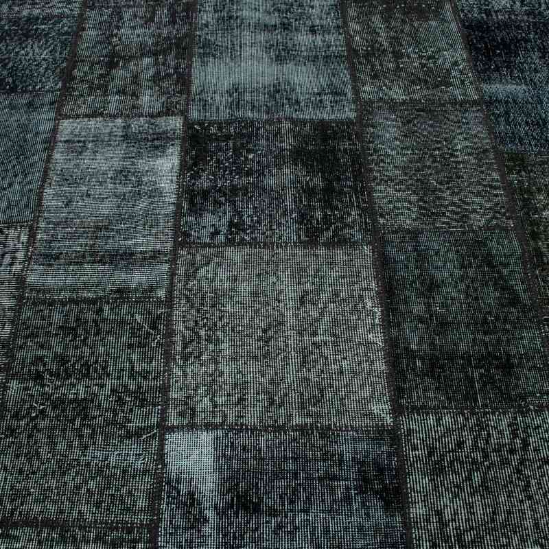 Black Patchwork Hand-Knotted Turkish Rug - 5' 9" x 7' 11" (69" x 95") - K0018784