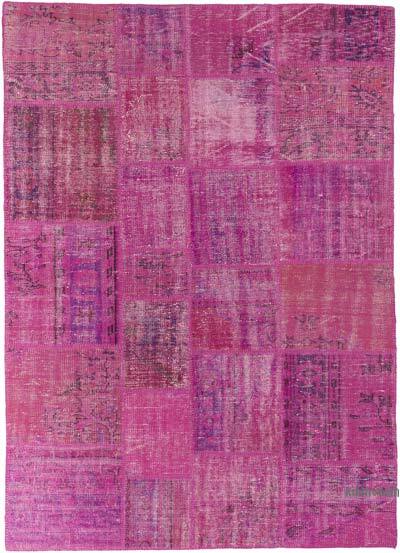 Pembe, Mor Boyalı Patchwork Halı - 173 cm x 240 cm