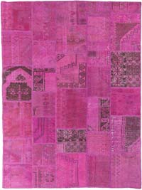 Pembe Boyalı Patchwork Halı - 178 cm x 240 cm