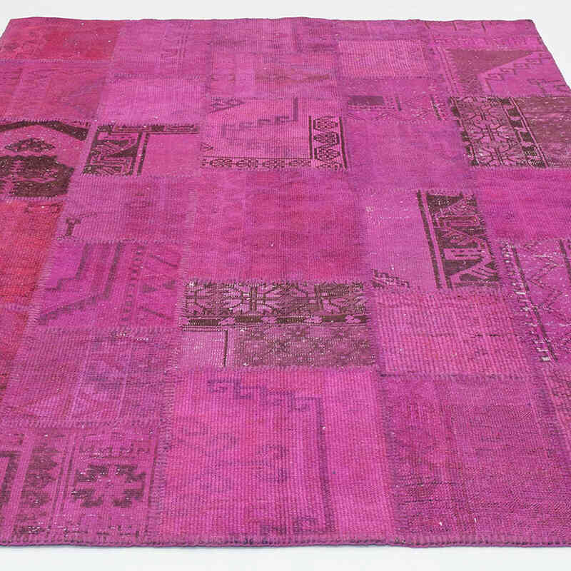 Pink Patchwork Hand-Knotted Turkish Rug - 5' 10" x 7' 10" (70" x 94") - K0018791