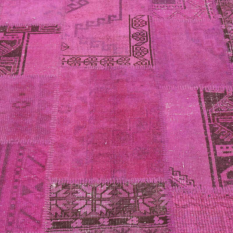 Pink Patchwork Hand-Knotted Turkish Rug - 5' 10" x 7' 10" (70" x 94") - K0018791