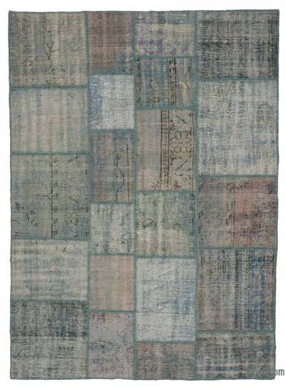 Blue Patchwork Hand-Knotted Turkish Rug - 5' 9" x 7' 10" (69 in. x 94 in.)