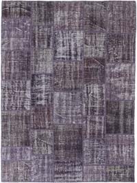 Purple Patchwork Hand-Knotted Turkish Rug - 5' 11" x 8'  (71" x 96")