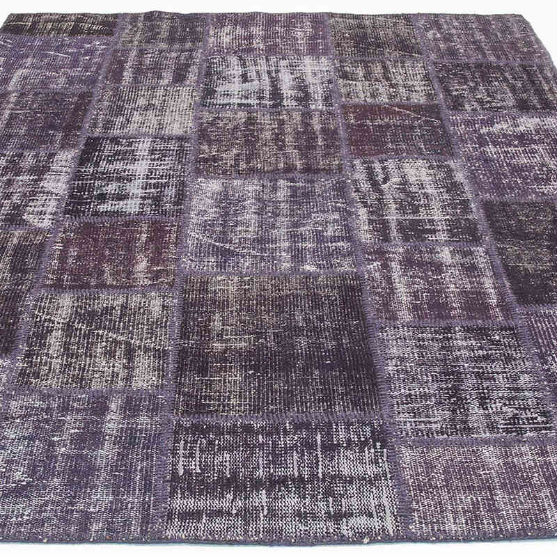 Púrpura Alfombra De Retazos Turca Sobre-teñida - 180 cm x 243 cm - K0018793