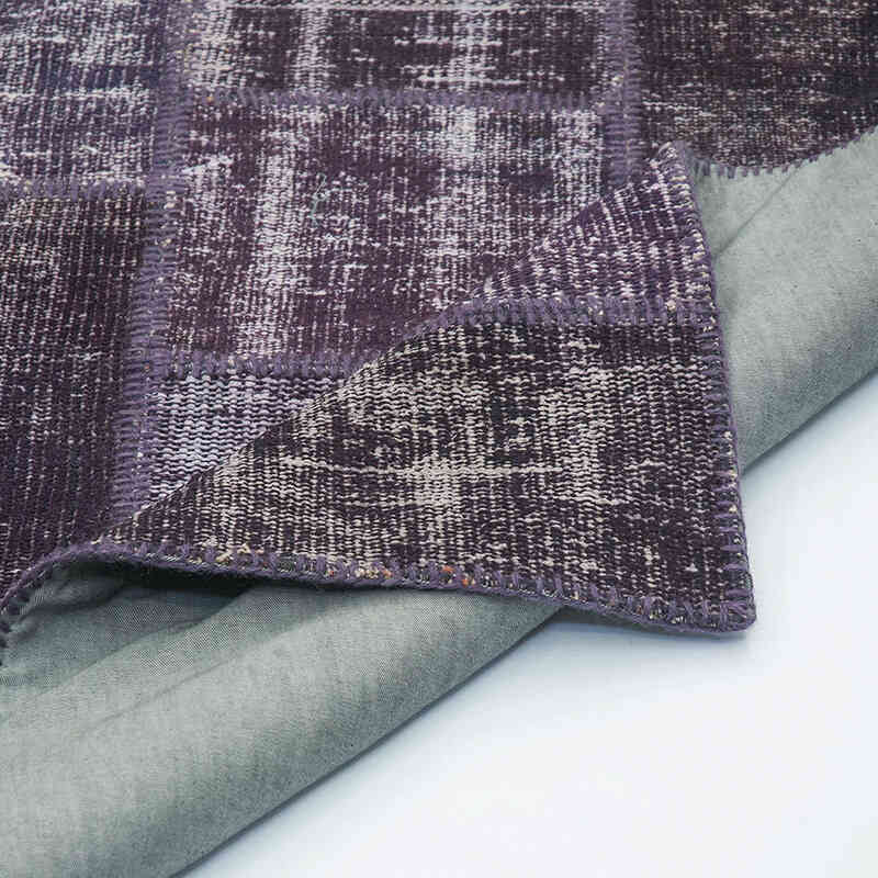 Púrpura Alfombra De Retazos Turca Sobre-teñida - 180 cm x 243 cm - K0018793