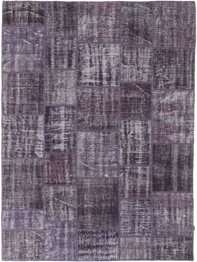 Púrpura Alfombra De Retazos Turca Sobre-teñida - 180 cm x 243 cm - K0018793