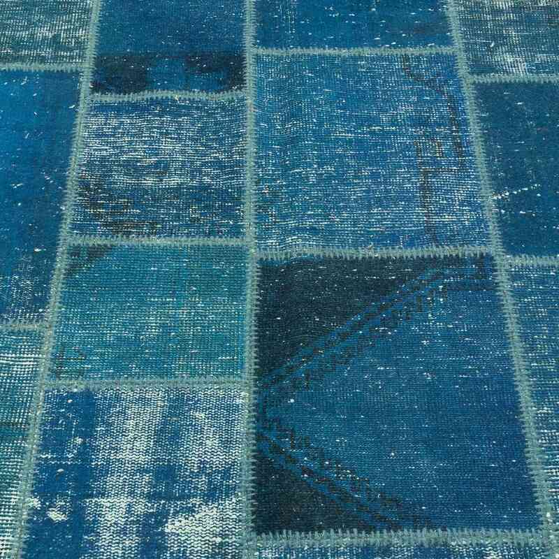 Mavi-Yeşil Boyalı Patchwork Halı - 174 cm x 245 cm - K0018796