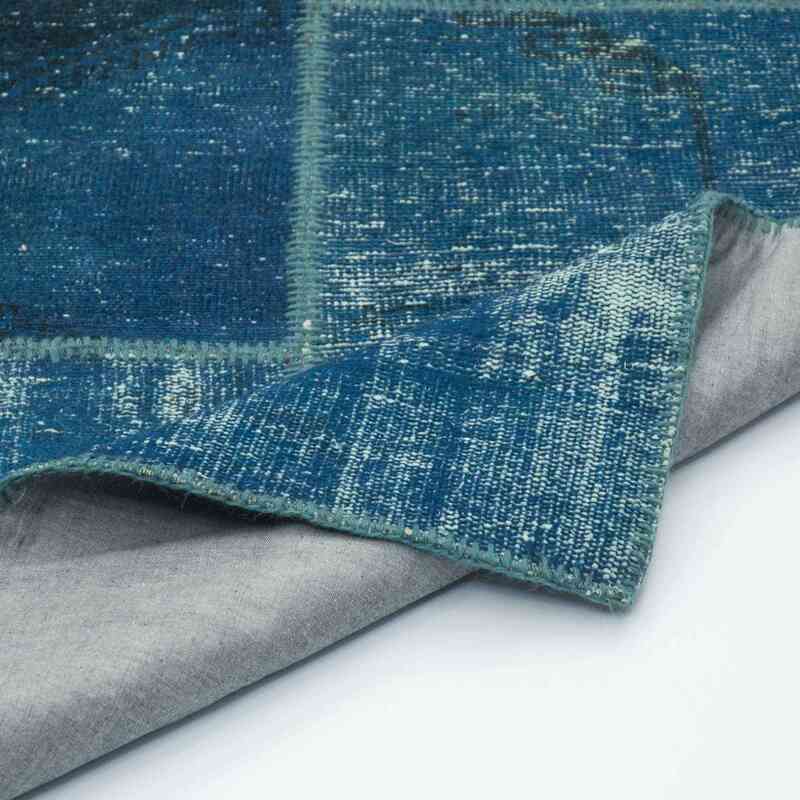 Mavi-Yeşil Boyalı Patchwork Halı - 174 cm x 245 cm - K0018796