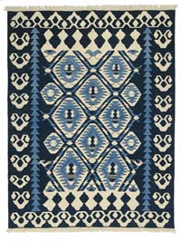New Handwoven Turkish Kilim Rug - 6' 1" x 7' 8" (73" x 92")