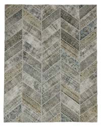 Gri Boyalı Patchwork Halı - 248 cm x 310 cm