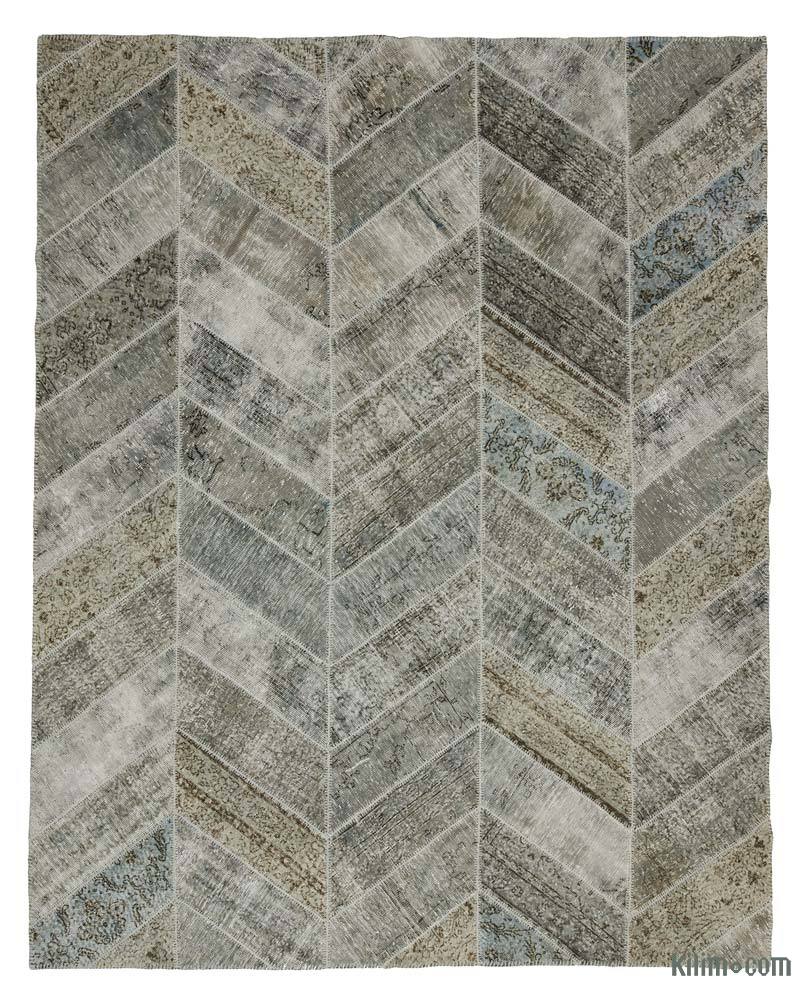 Gri Boyalı Patchwork Halı - 248 cm x 310 cm - K0020186
