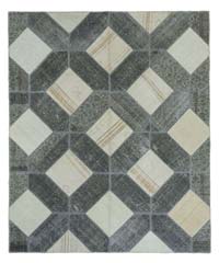 Gris, Beige Alfombra De Retazos Turca Sobre-teñida - 251 cm x 303 cm