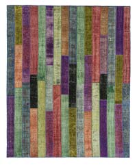 Multicolor Patchwork Hand-Knotted Turkish Rug - 8' 1" x 10'  (97" x 120")