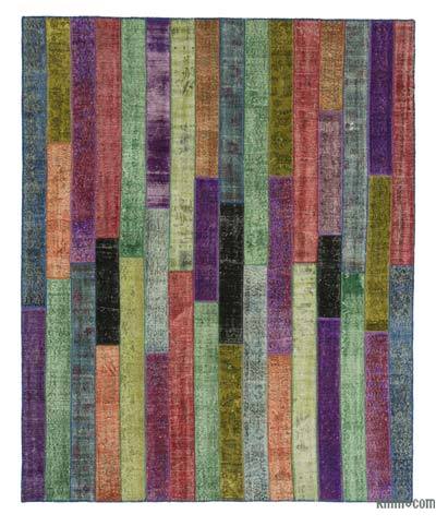 Çok Renkli Boyalı Patchwork Halı - 247 cm x 305 cm