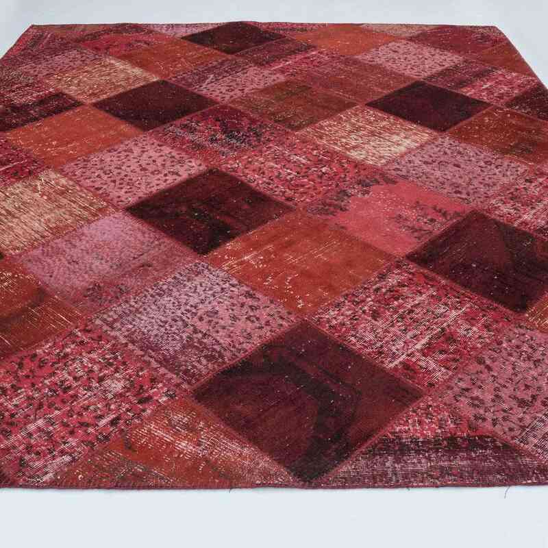 Kırmızı, Pembe Boyalı Patchwork Halı - 250 cm x 311 cm - K0020236