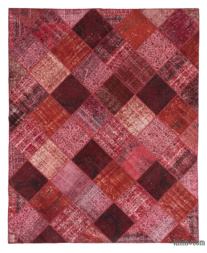 Rojo, Rosado Alfombra De Retazos Turca Sobre-teñida - 250 cm x 311 cm - K0020236