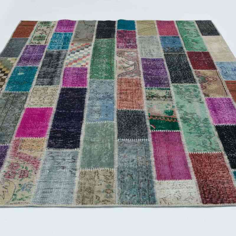 Multicolor Alfombra De Retazos Turca Sobre-teñida - 187 cm x 247 cm - K0020239