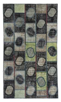Multicolor Patchwork Hand-Knotted Turkish Rug - 4' 8" x 8' 1" (56" x 97")