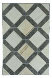 Patchwork Hand-Knotted Turkish Rug - 5' 3" x 8'  (63" x 96")