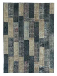 Gray, Beige Patchwork Hand-Knotted Turkish Rug - 6'  x 8' 4" (72" x 100")