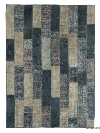 Gri, Bej Boyalı Patchwork Halı - 184 cm x 255 cm