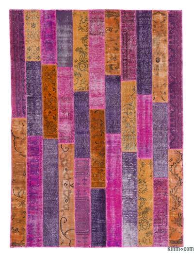 Çok Renkli Boyalı Patchwork Halı - 176 cm x 244 cm