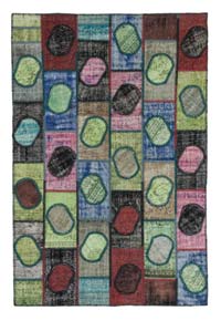 Multicolor Alfombra De Retazos Turca Sobre-teñida - 156 cm x 246 cm