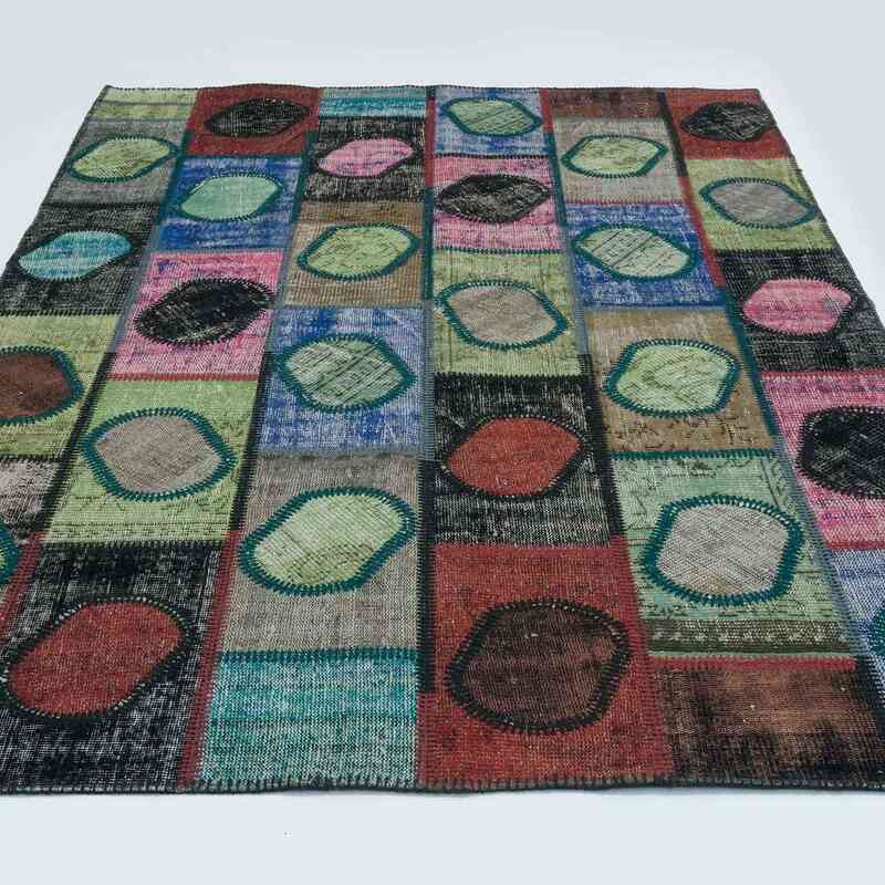 Çok Renkli Boyalı Patchwork Halı - 156 cm x 246 cm - K0020254