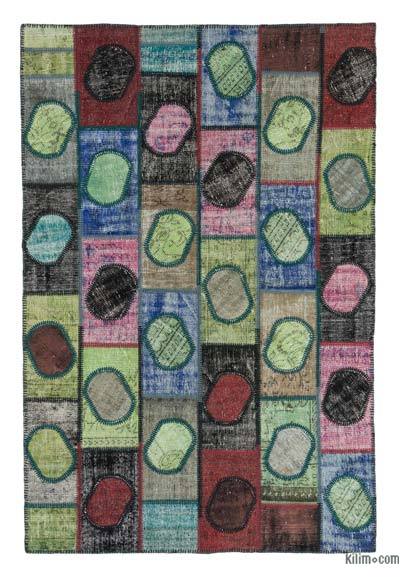 Çok Renkli Boyalı Patchwork Halı - 156 cm x 246 cm